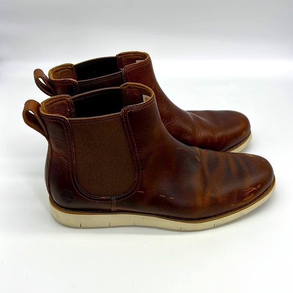 Timberland - Sensor-flex Brown Leather Round Toe Slip On Ankle Boot Size 7 - Picture 1 of 16